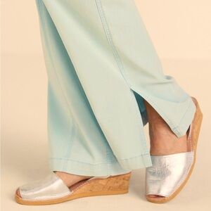 CalaXini Metallic Leather Cork Wedge Sandals EU 38